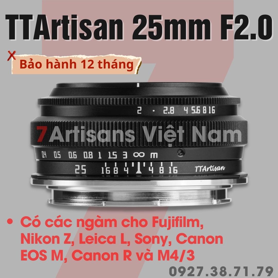 Ống kính ttartisans 25mm f2 - dùng cho sony e, fujifilm, canon eos-m, canon r, leica l và panasonic olympus ngàm m43