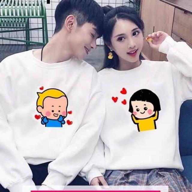 [HCM]Áo Cặp Áo Đôi Nam Nữ Icon Tim Dễ Thương