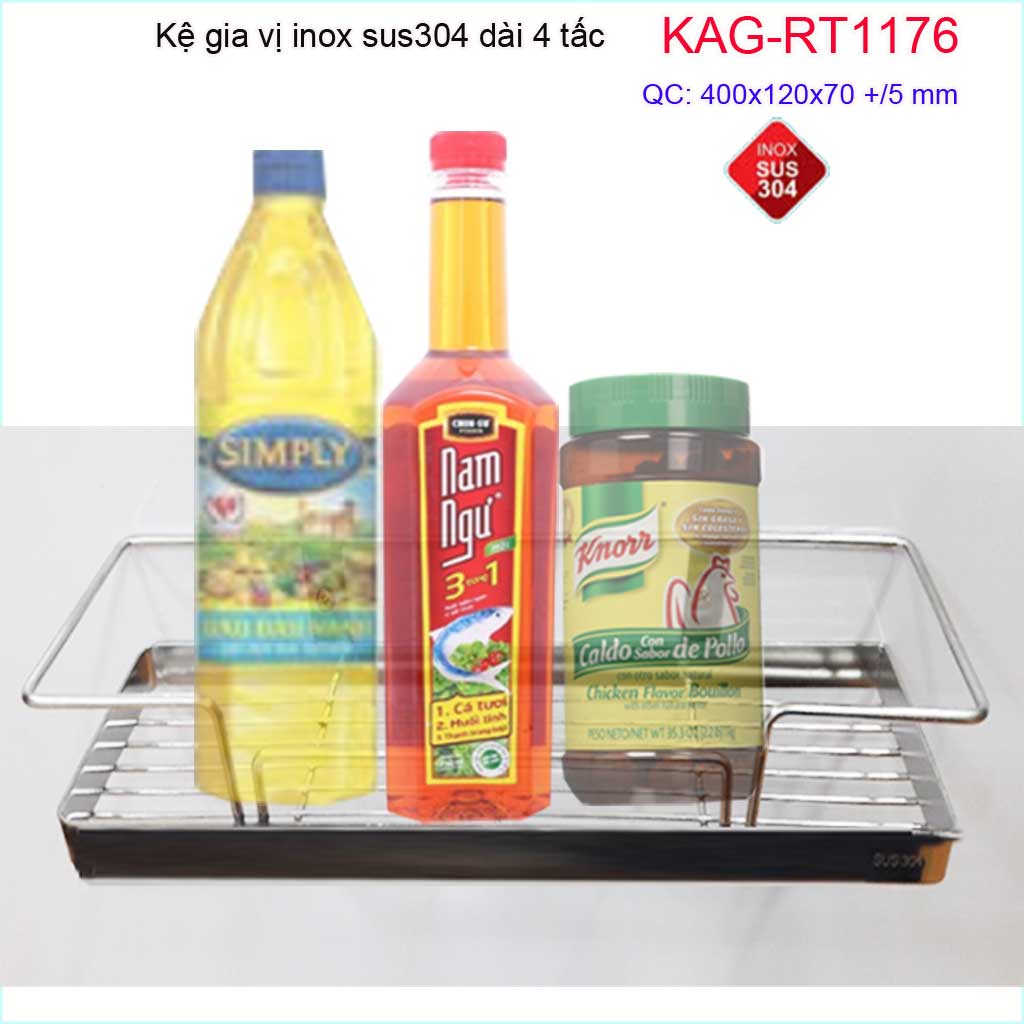 Kệ phòng tắm inox 304 dài 40cm kệ đựng xà bông kệ đựng gia vị nhà bếp kag-rt1176