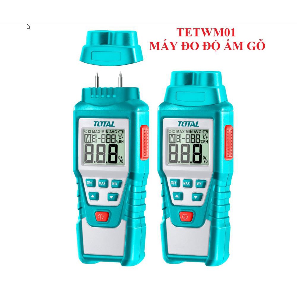 Máy đo độ ẩm gỗ total tetwm01 màn hình lcd thiết bị đo độ ẩm gỗ cầm tay phạm vi đo từ 2 đến 70%, thời gian đáp ứng <1s