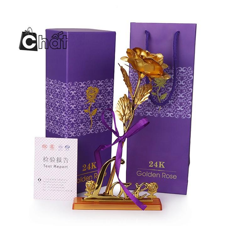 Quà Valentine - Đóa hoa hồng 3D kèm đế Love