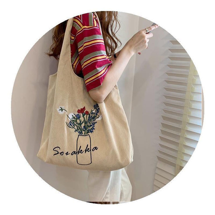 Túi tote vải bố đựng đồ canvas  mềm dày dặn  in hình bình hoa Hot Trend mang phong cách Hàn Quốc-BALOHA