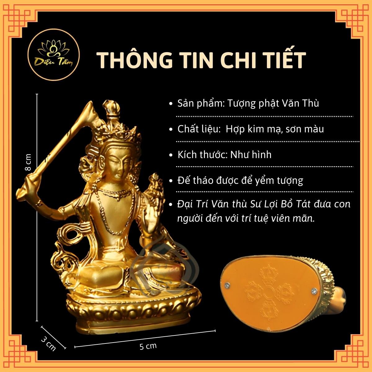 Tượng phật phái Mật Tông - Văn Thù Bồ Tát đồ thờ cúng DIệu Tâm