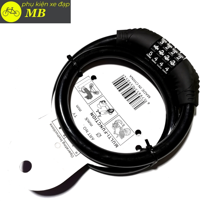 khóa xe đạp, khóa dây 4 số đổi mã khoa4so02