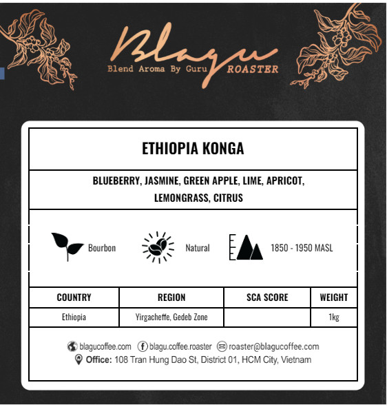 Cà phê nhân xanh ethiopia n.konga- 1kg