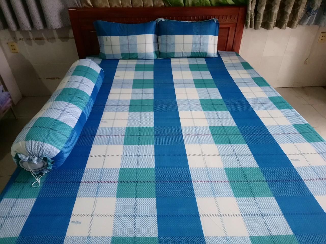 Bộ dra thun lạnh hàn quốc 1m8 x 2m ( 1 dra + 3 áo gối)