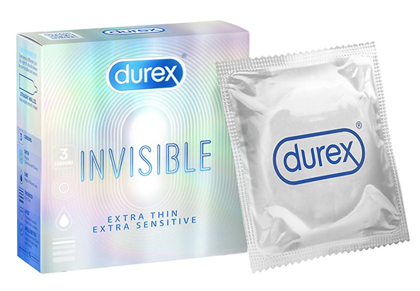 Bao Cao Su Siêu Mỏng Durex Invisible Extra Thin Extra Sensitive - Hộp 3 Cái