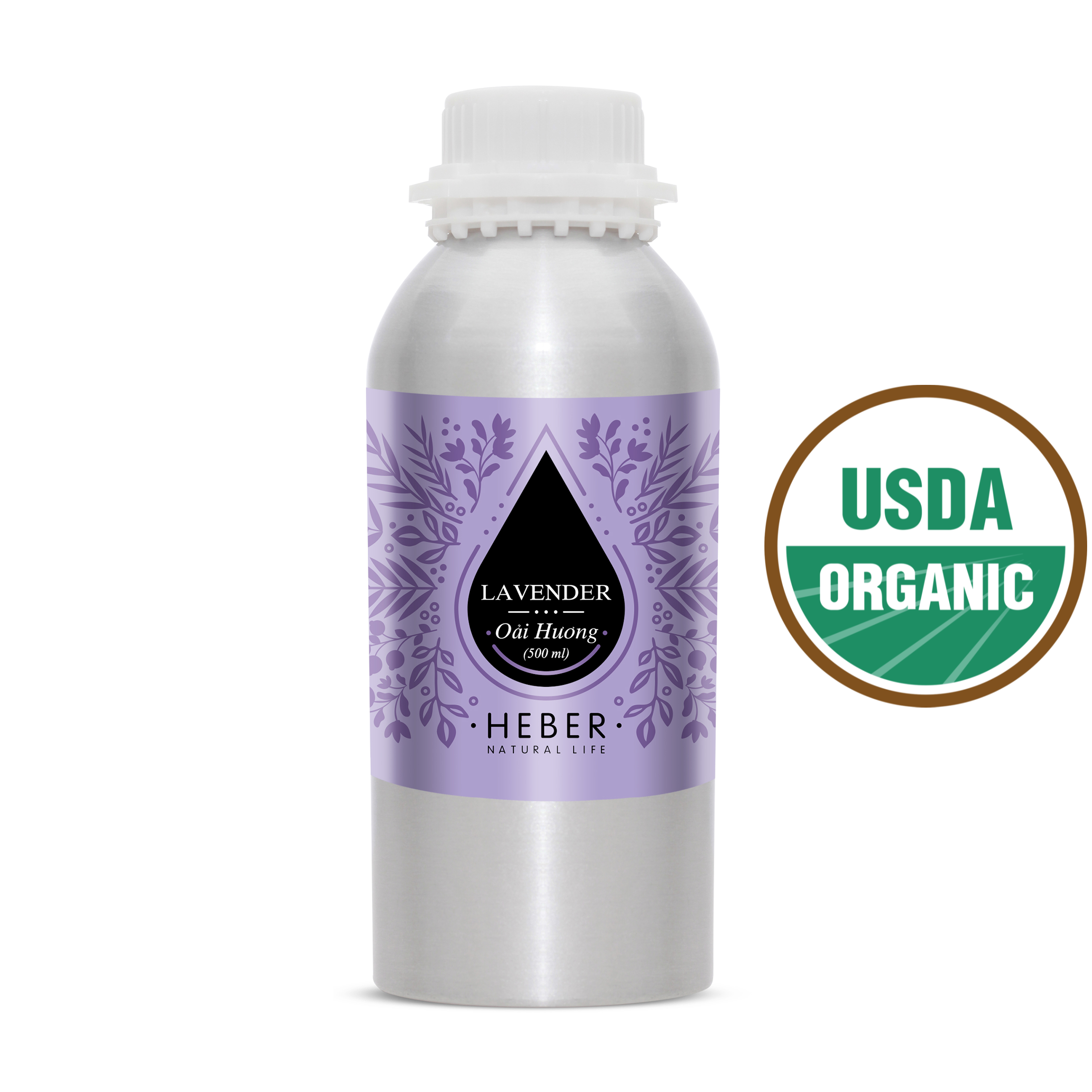 (Chai Lớn 500ml/1000ml) Tinh Dầu Oải Hương Lavender Essential Oil Heber Natural Life 100% Thiên Nhiên Nguyên Chất Cao Cấp Xông Thơm Phòng