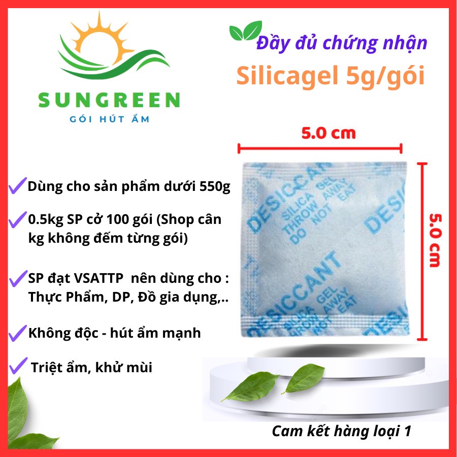 [HCM][Silicagel] Đóng túi 2Kg Gói Hút Ẩm loại 1/2/3/5/10/20/50/100g Silica Gel - Hạt chống ẩm mốc khử mùi