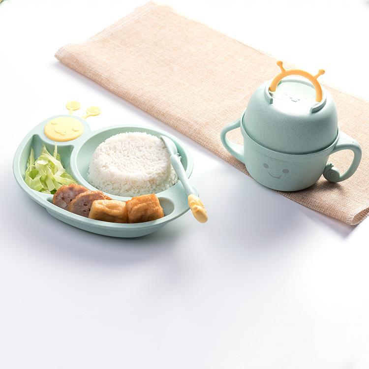 (CHỌN MÀU) Bộ Bát Ăn Dặm Lúa Mạch 5 Món Hình Ốc Sên Cho Bé HSA1141