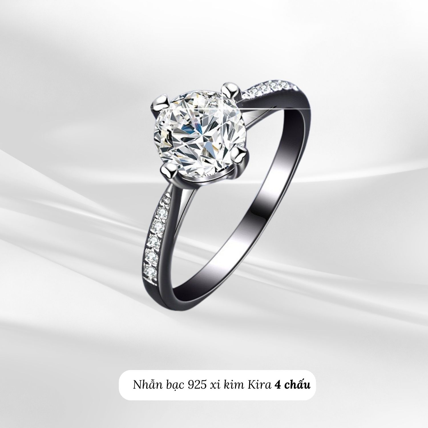 Nhẫn bạc Kira xi vàng trắng-Aura Silver-N55
