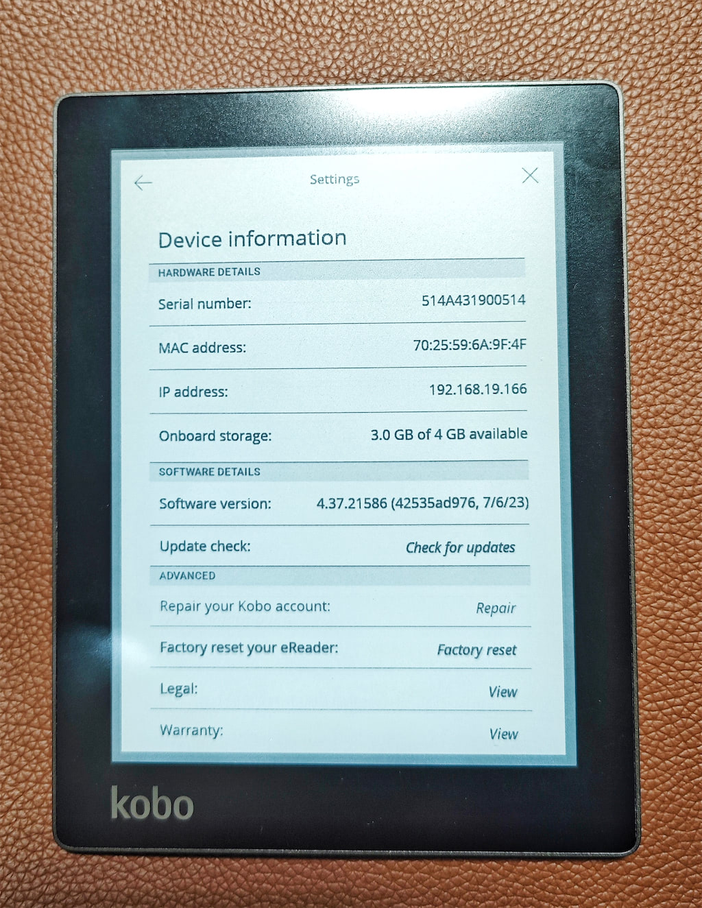 Máy Đọc Sách Kobo Aura 6 Inch Có Đèn Nền, Cài Sẵn Koreader, Patch Update