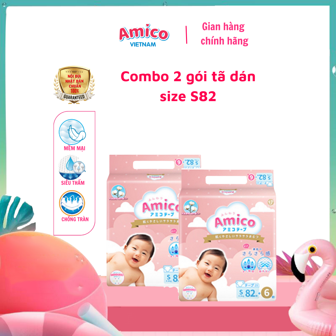 Tã dán Amico S82+6 miếng (dành cho bé 4- 8kg)