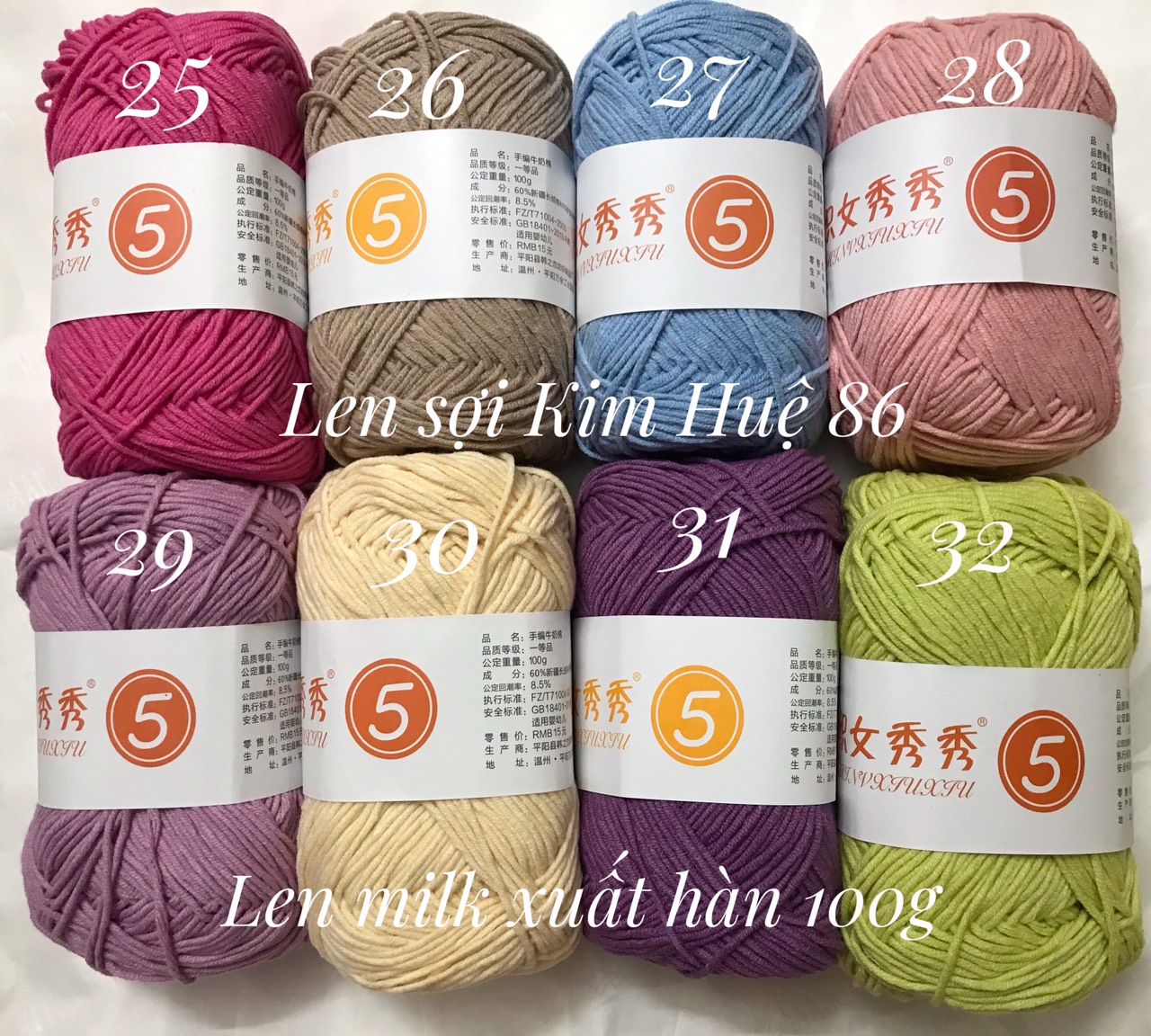 Len milk xuất hàn ( từ màu 21 đến màu 40)