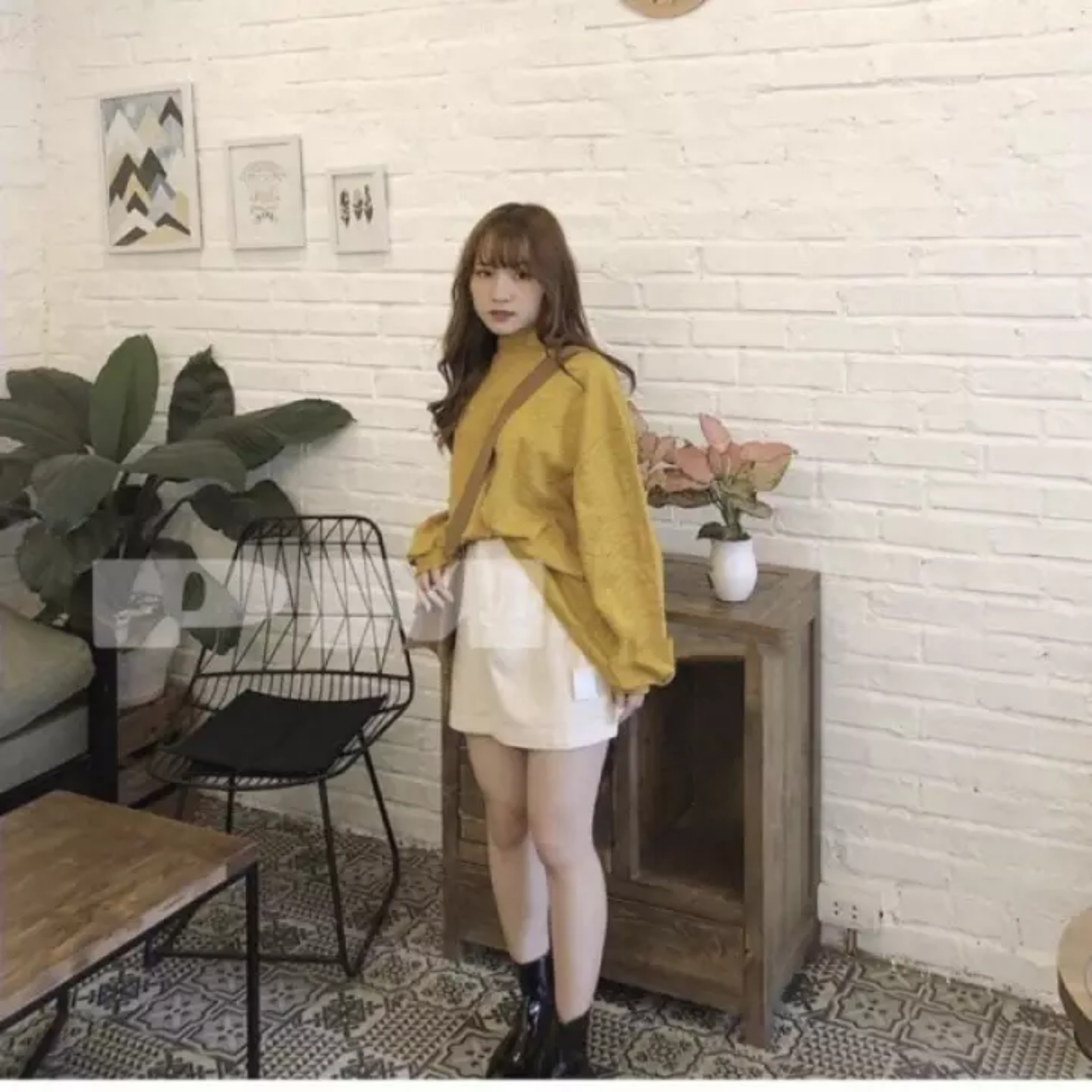 ÁO NỈ KẺ CỔ LỌ TAY BOM