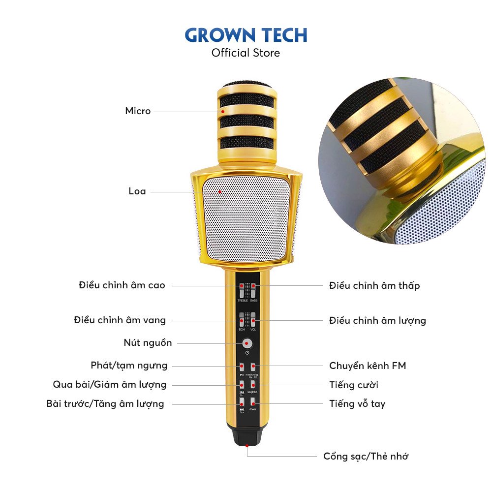 Micro karaoke, micro không dây, micro karaoke bluetooth, micro bluetooth 3 in 1 SD16 phiên bản nâng cấp