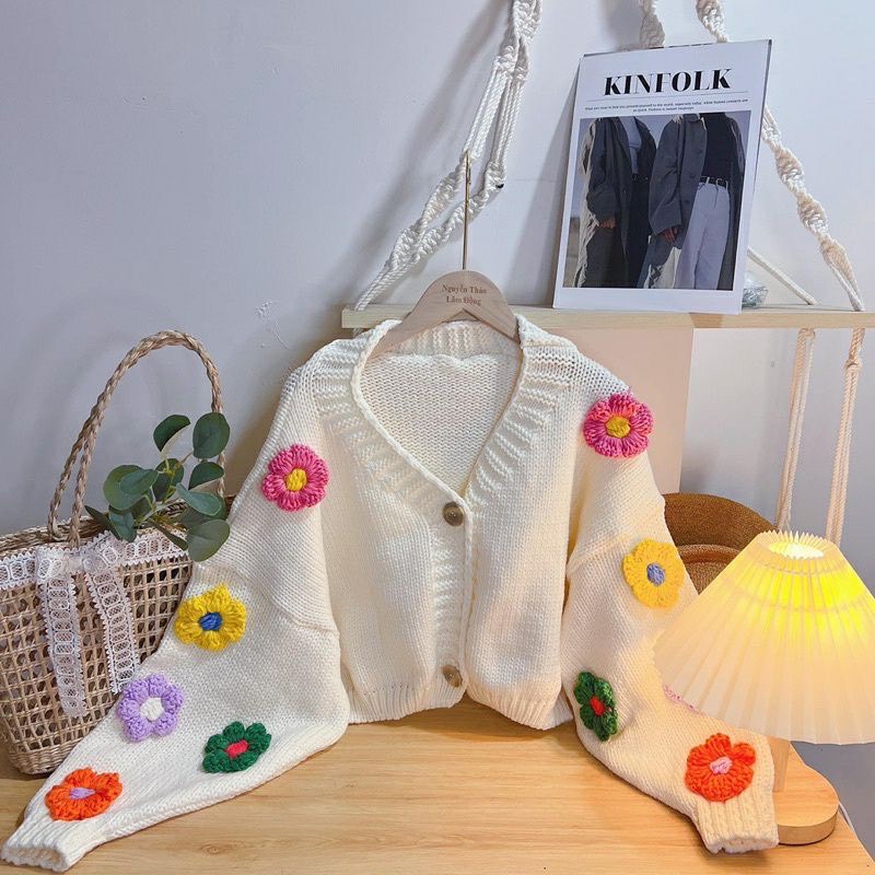 Áo len cardigan croptop nữ dưa hấu