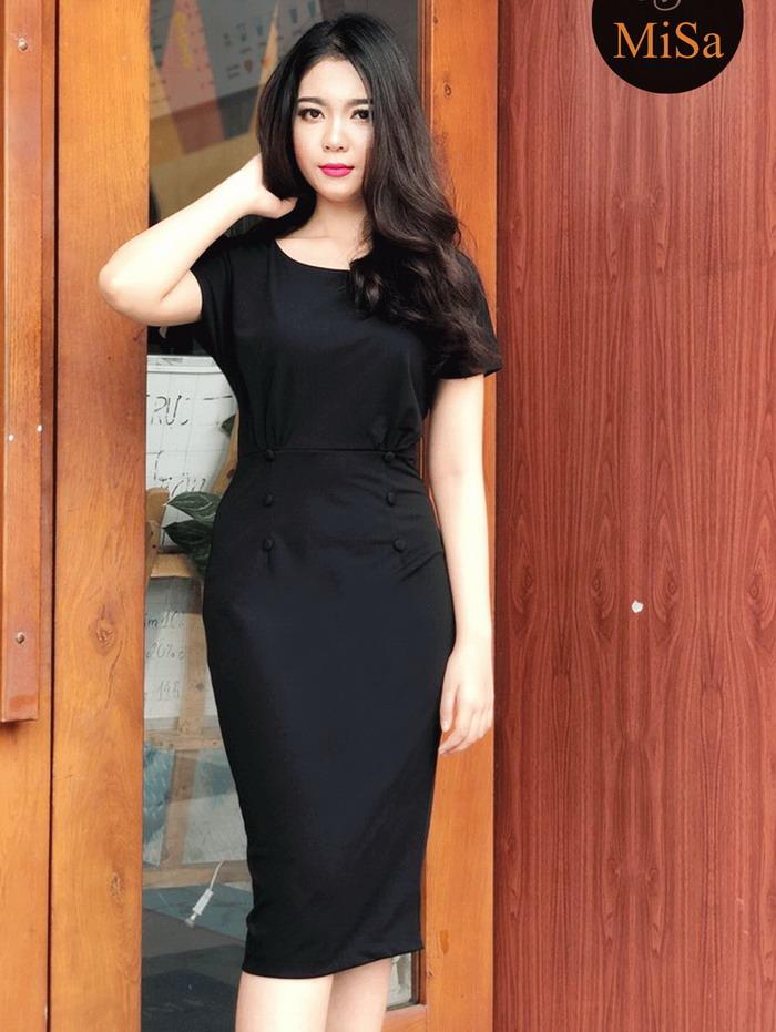 [HCM]Đầm ôm đính nút sang trọng quyến rũ Misa Fashion MS332 công sở dự tiệc dạo phố / Có 3 màu (Có size lớn)