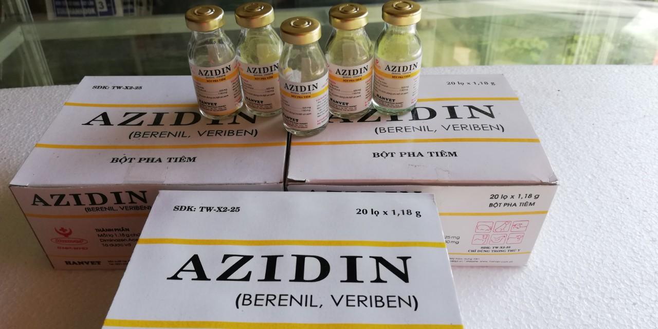 1 hộp 20 lọ Azidin 1,18 g Phòng ch--ữa bệnh ký sinh trùng đường máu, tiêm mao trùng ở trâu, bò, ngựa, chó