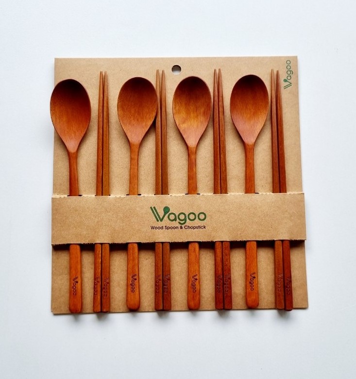 VAGOO - Bộ muỗng đũa gỗ xuất Nhật, Hàn