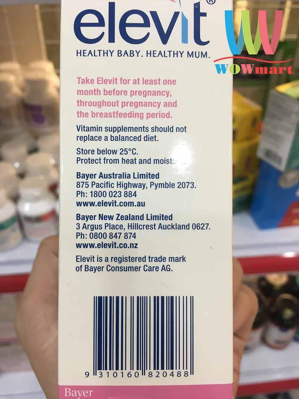 [HCM]Vitamin cho bà bầu Elevit chính hãng Bayer Úc 100 viên - [ÚC]