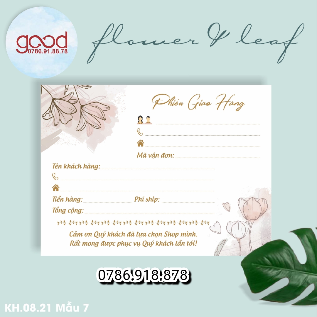 Combo 50 tờ phiếu ship mẫu hoa lá cổ điển