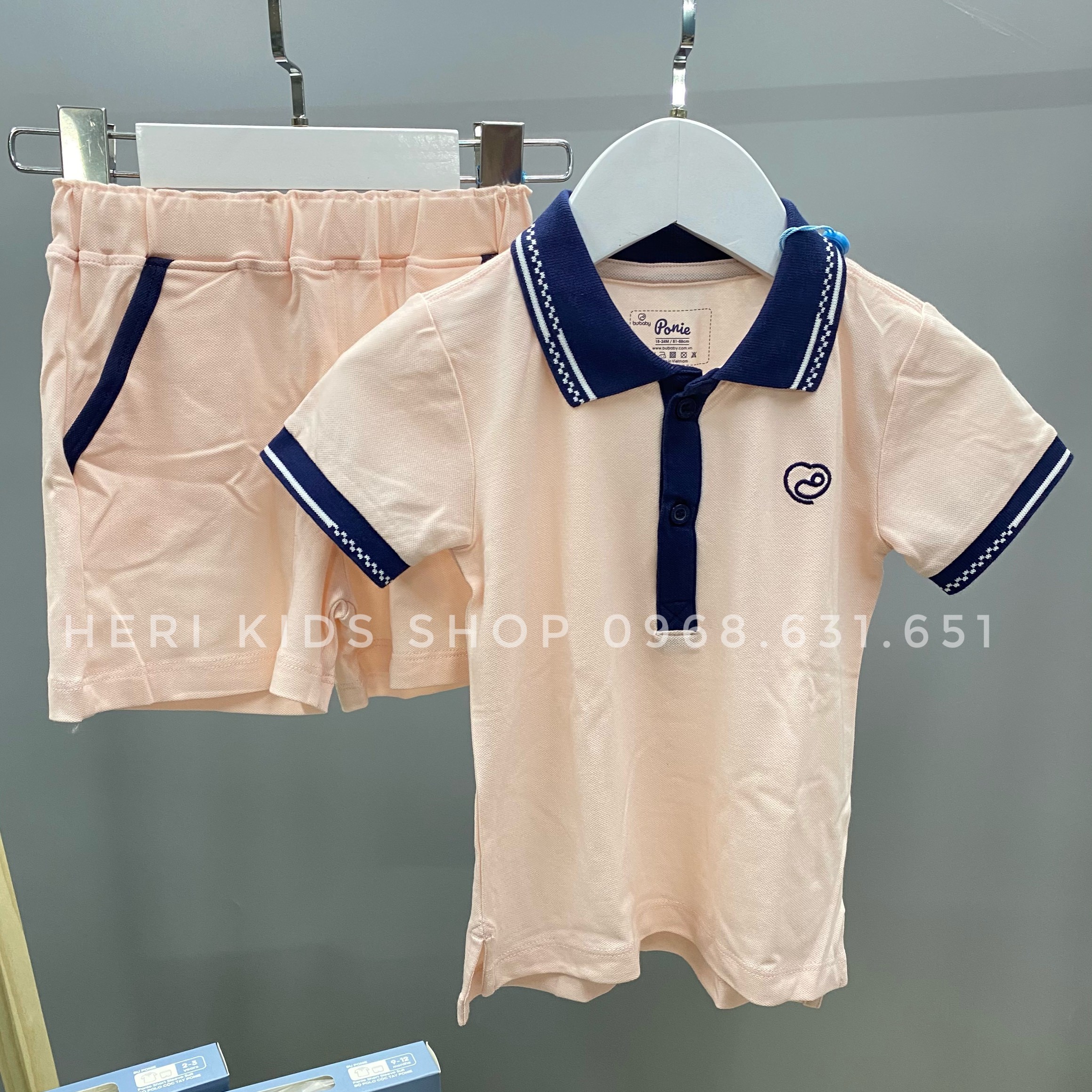 Bộ cộc tay polo ponie bu baby cho bé 7kg đến 17kg