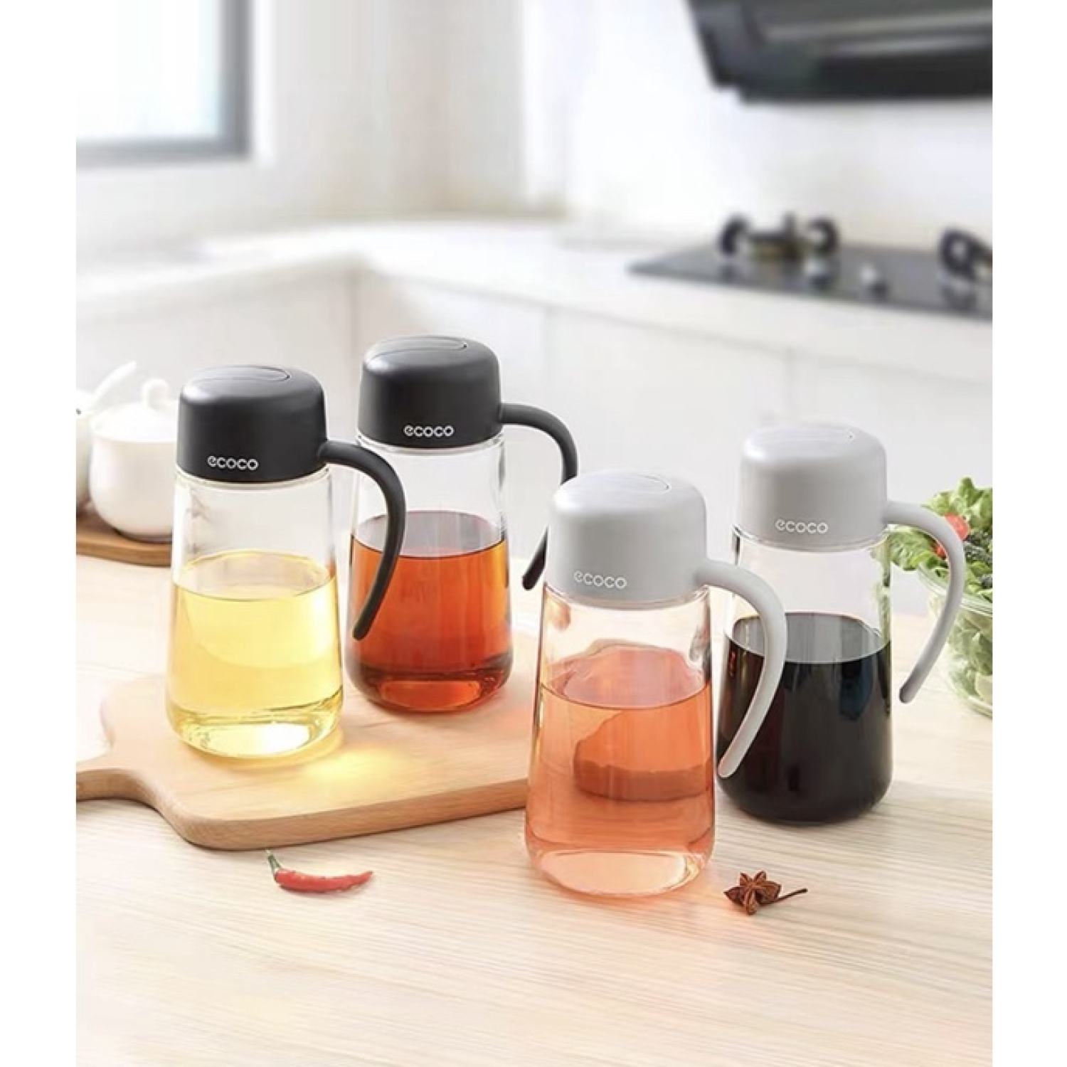 Bình đựng dầu ăn, nước mắm ECOCO có nắp mở tự động cao cấp