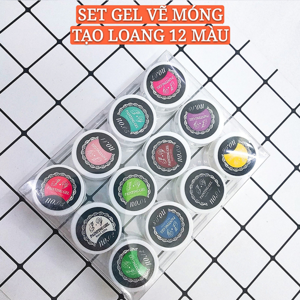 Set gel vẽ móng tạo loang 12 màu lên màu chuẩn đẹp