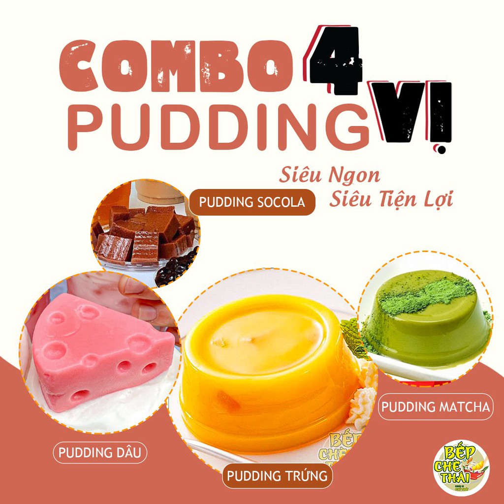 Pudding trứng socola matcha dâu siêu ngon BẾP CHÈ THÁI
