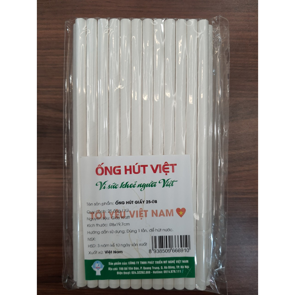 Ống hút giấy ( ống hút việt ) túi 25 cái phi 8mm