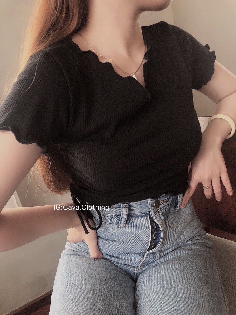 ÁO THUN CROPTOP DÂY RÚT MỘT BÊN SNU