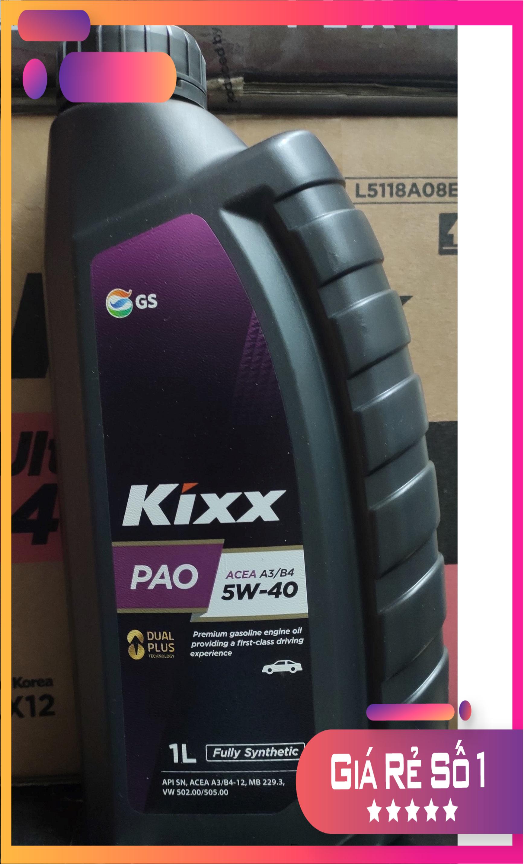 Dầu nhớt kixx pao 5w40 dùng cho ô tô và xe tay ga chai 1l tổng hợp 100%, nhớt kixx 5w40 cho xe tay ga chai 1l