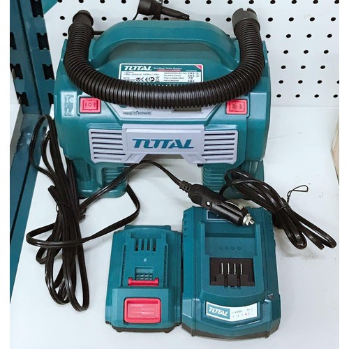 20v máy nén khí tự động dùng pin total tacli2002-1pin1sac + kèm theo 1 pin lithium và 1 cục sạc