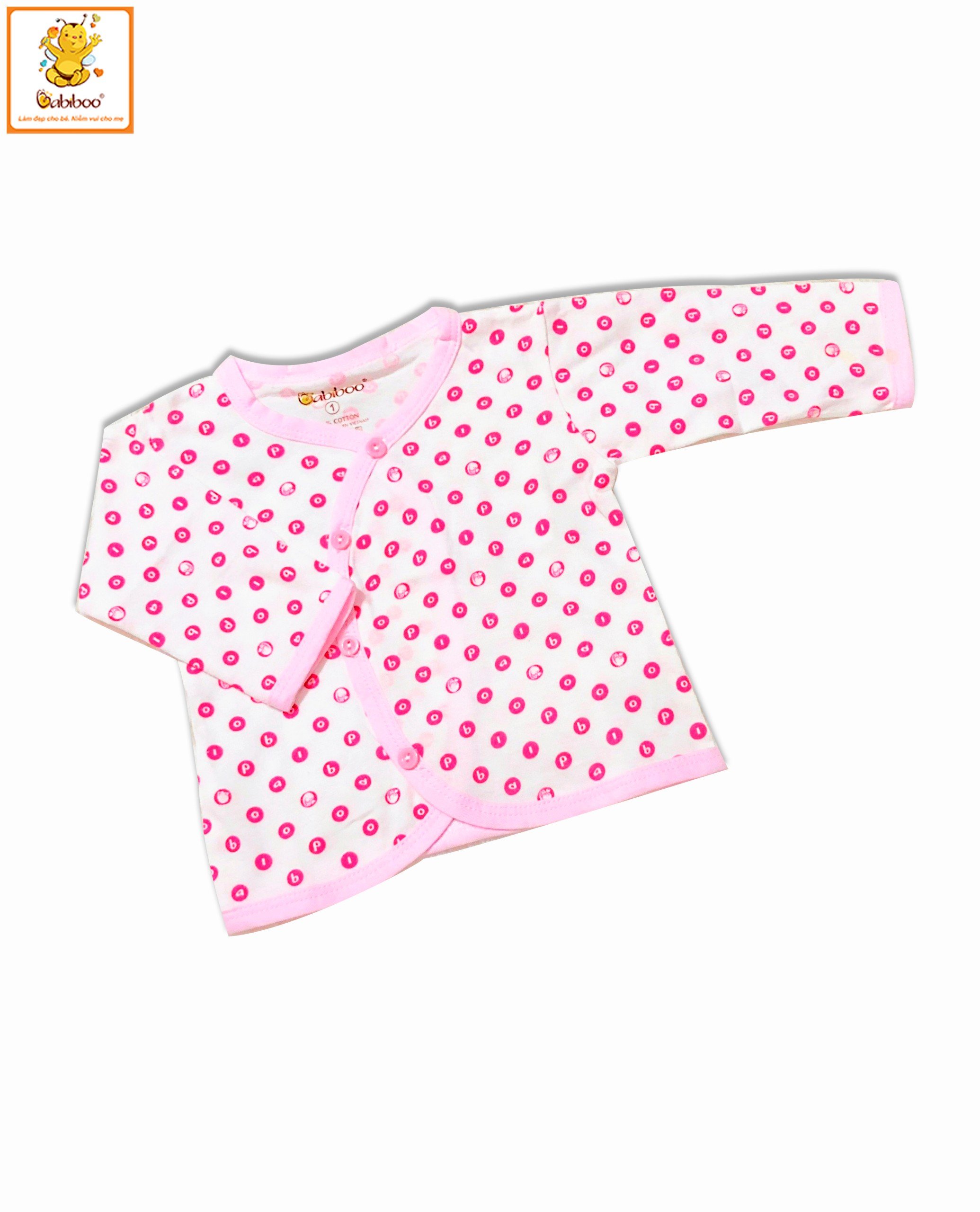Áo sơ sinh cổ tim chấm bi tay dài BABIBOO - BB47