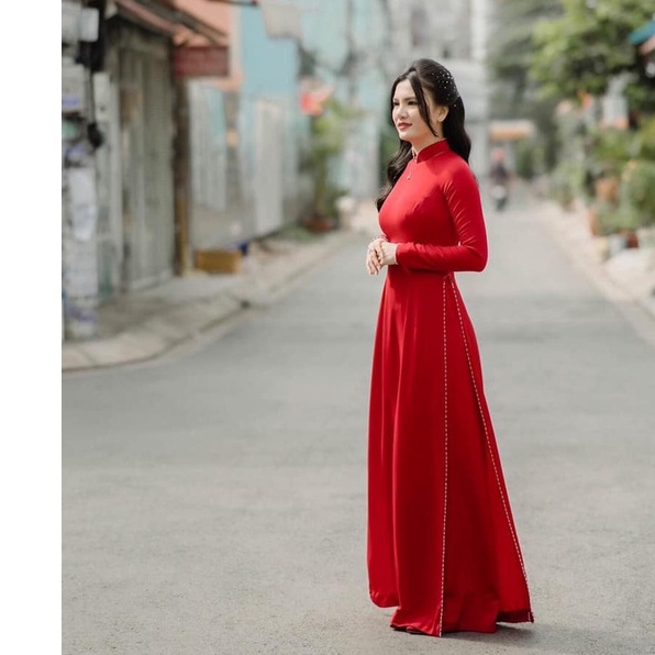 Áo dài [CAM HOUSE] áo dài cưới đẹp chất liệu lụa đính phale