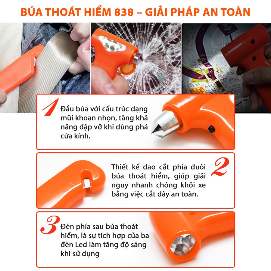 [HCM]Búa thoát hiểm 3 trong 1 màu đỏ