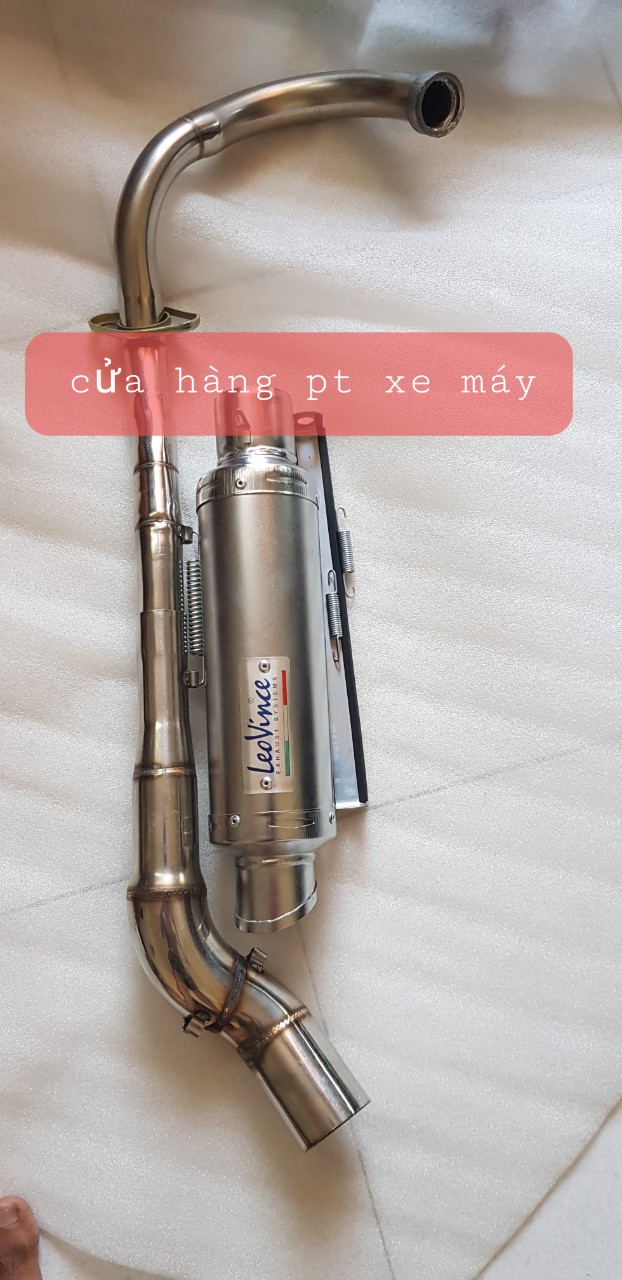 Pô Leovince bạc gắn xe Ex135, Ex150, Winner 150, Winner X V2 V3, Raider Fi, Satria Fi (kèm cổ 2 khúc inox 201 + pát treo + lò xo)