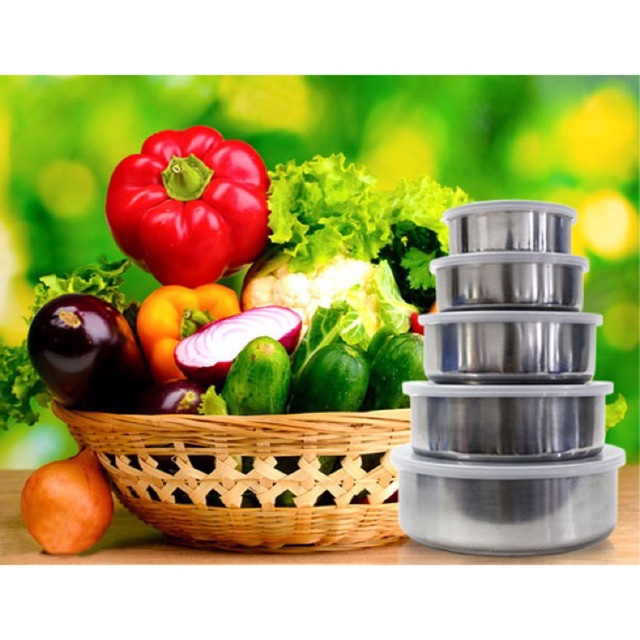 Bộ 5 Hộp Đựng Thực Phẩm Bằng Inox