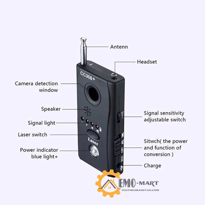 [FreeshipMAX] Máy phát hiện thiết bị nghe lén, camera ghi hình CC308+