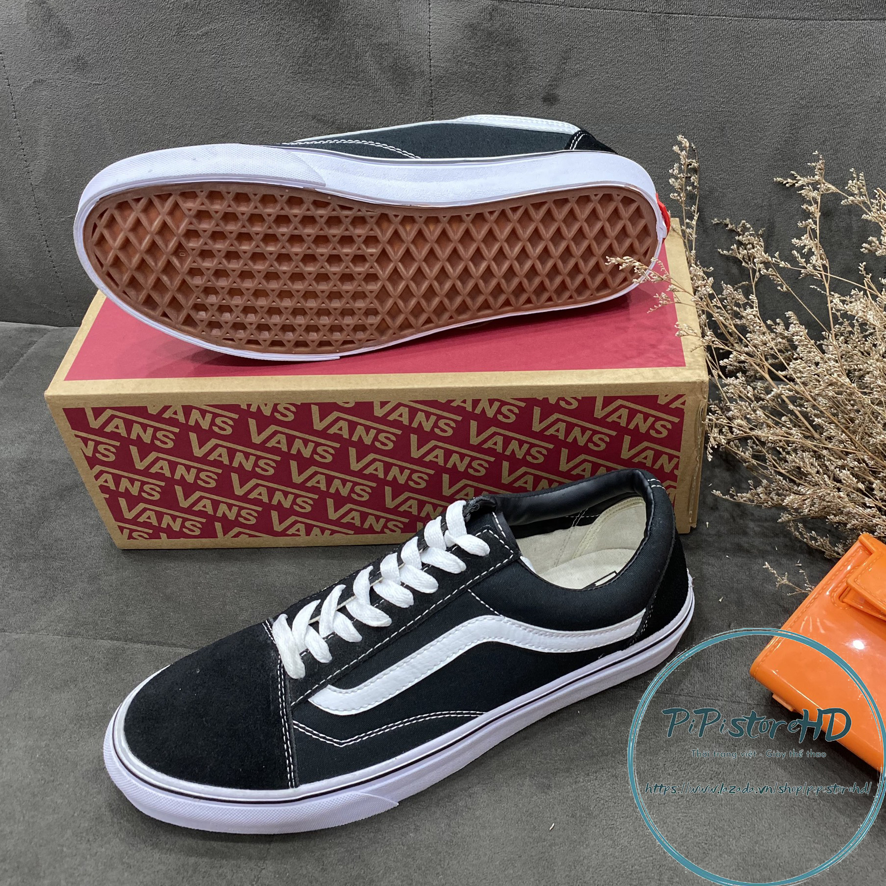 Giày Vans đen, vans old đen 11.Full box giấy gói, size 36-44