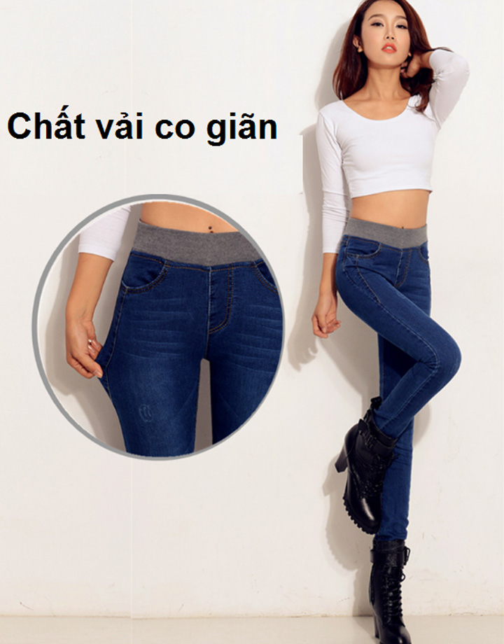 [VIDEO + HÌNH THẬT] Quần jean nữ lưng cao, cạp chun co giãn thời trang
