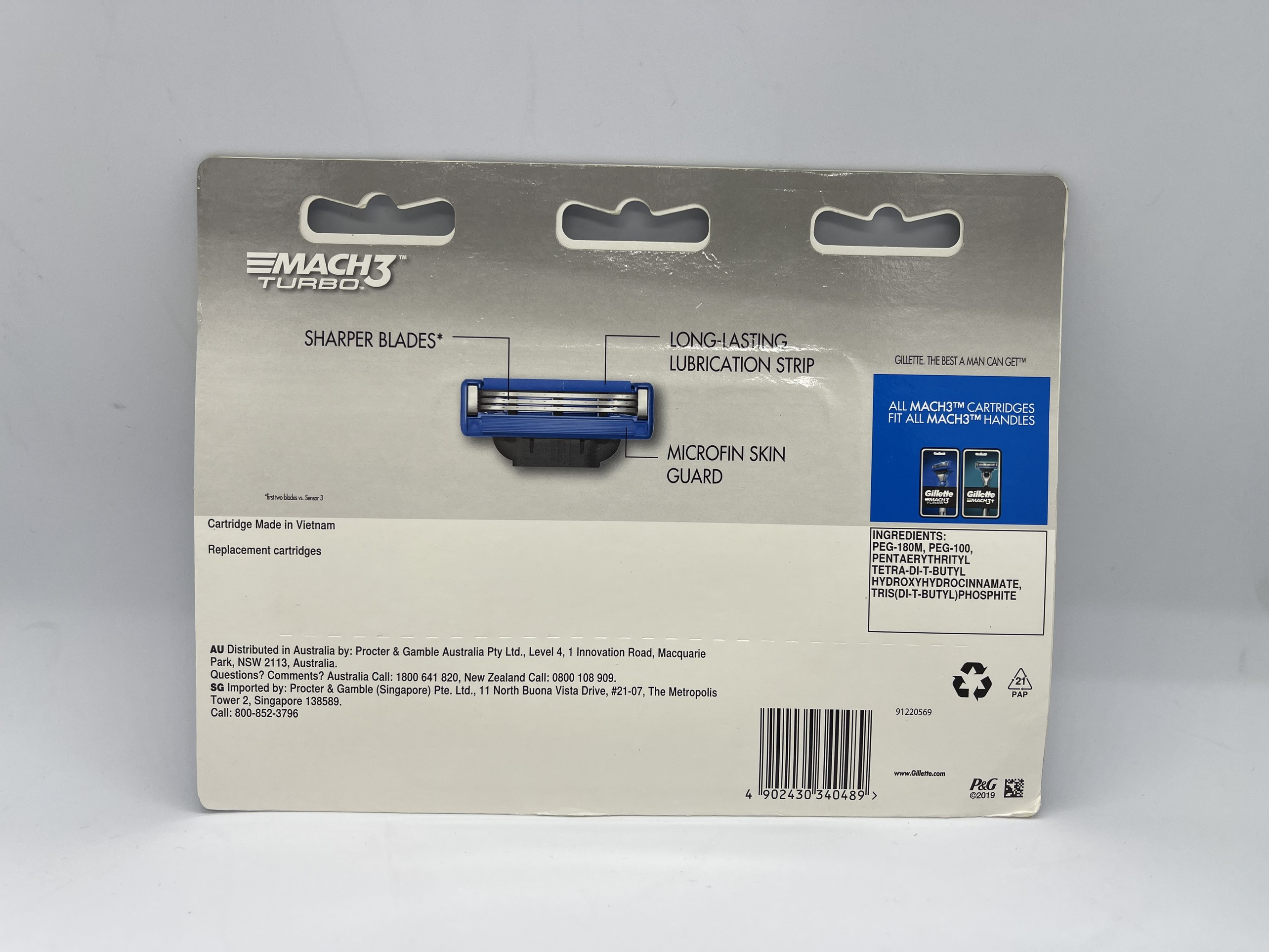 Lưỡi cạo râu Gillette Mach3 Turbo Vỉ 8 lưỡi
