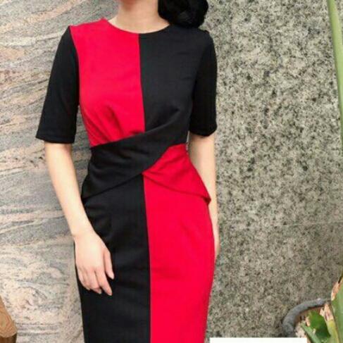 đầm ôm body phối màu