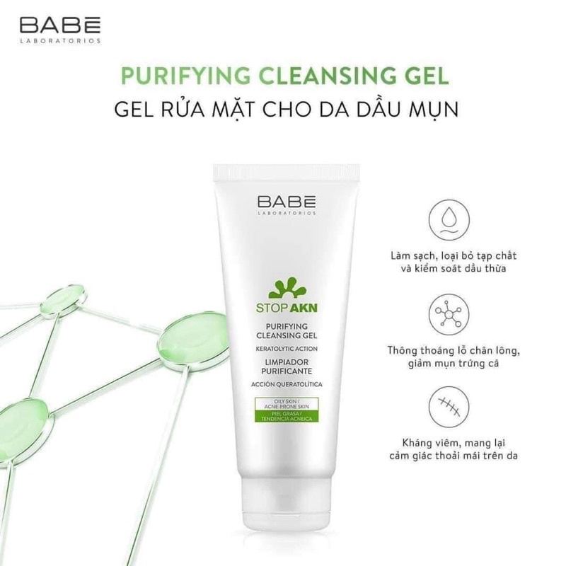 Sữa Rửa Mặt Babe Stop Akn Purifying Cleansing Gel 200ml