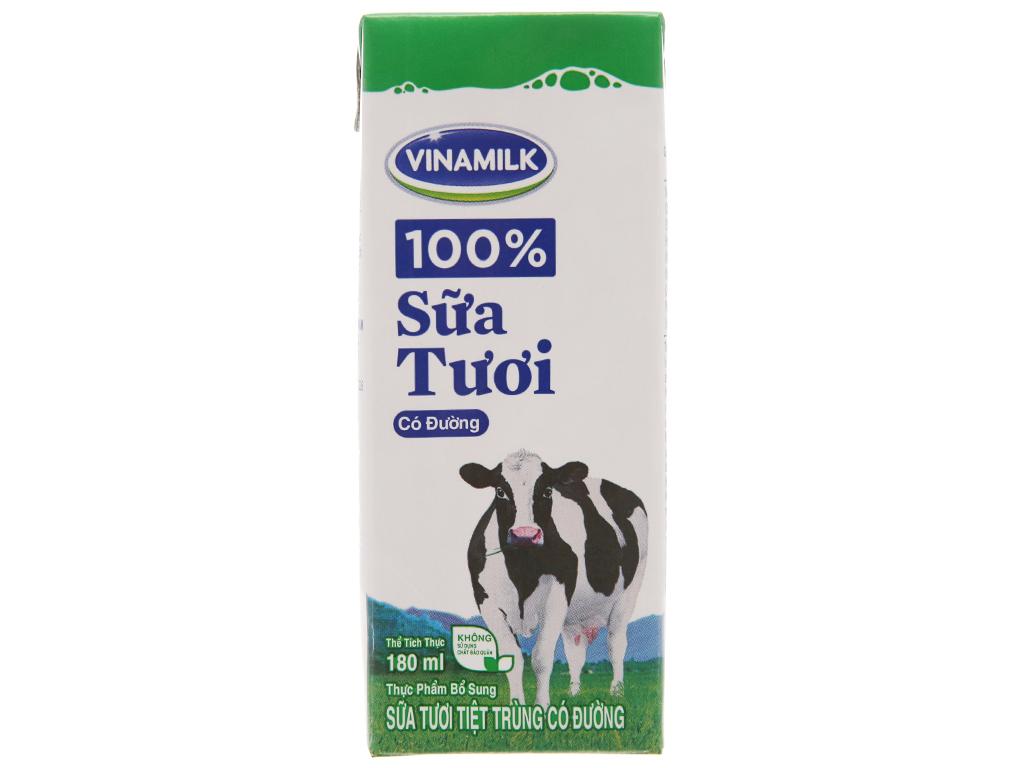 Combo Lốc 4 Hộp Sữa tươi tiệt trùng Vinamilk có đường 180ml