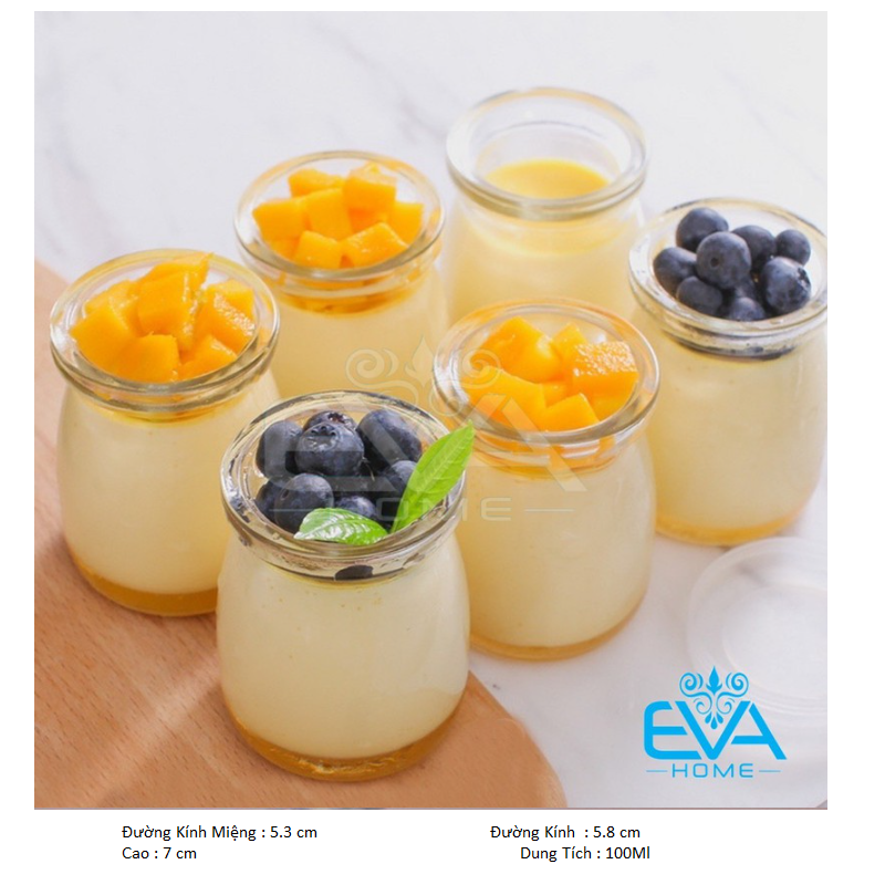 Hộp 12 Hũ Thuỷ Tinh Làm Sữa Chua Pudding Dáng Cao 100 ML