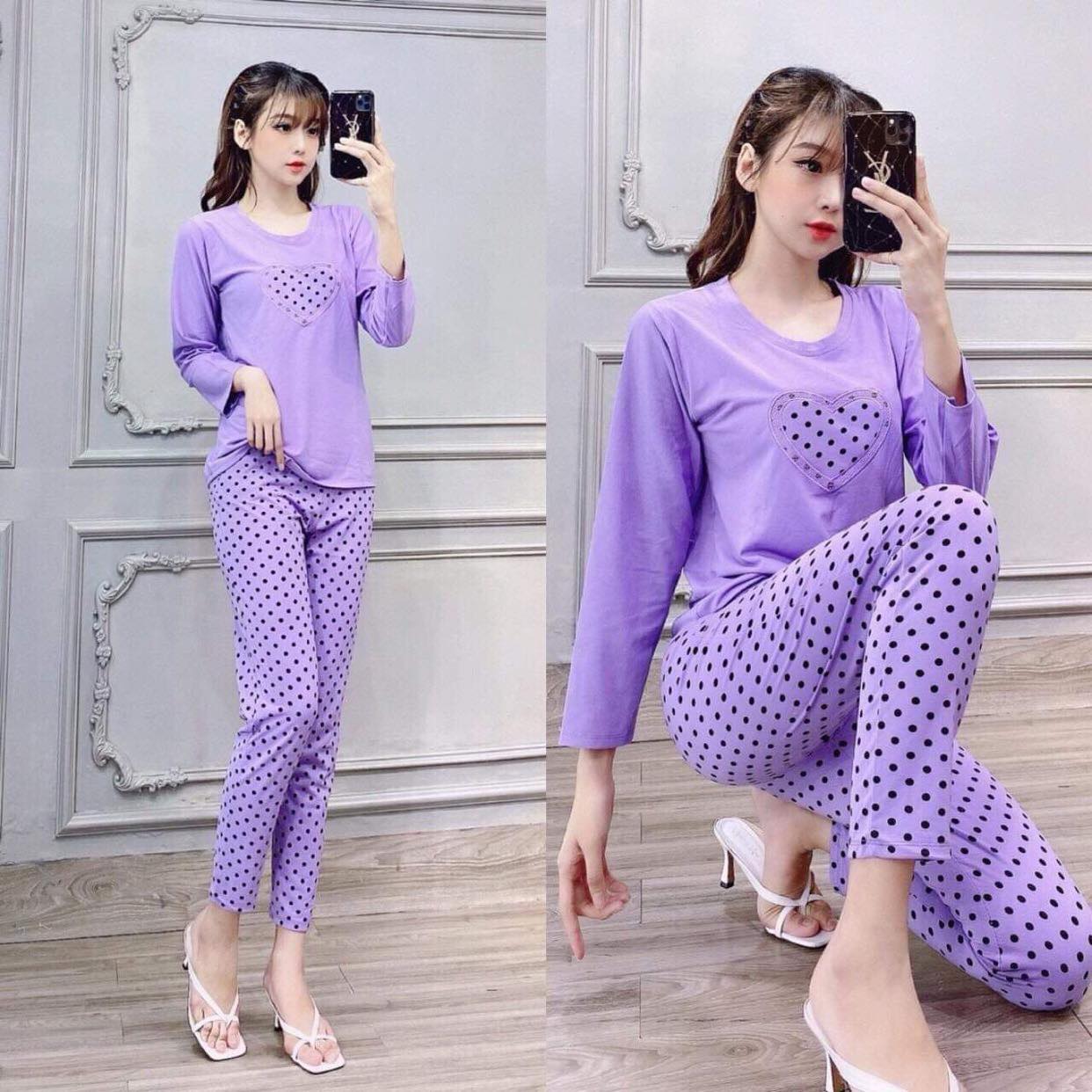 [HCM]SET BỘ THU ĐÔNG DÀI TAY THÊU TIM DỄ THƯƠNG