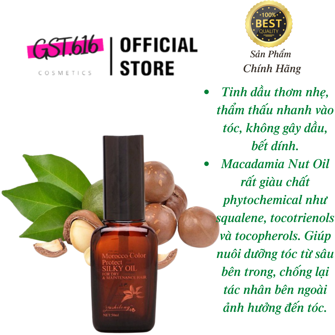 Tinh dầu dưỡng tóc bóng khỏe  MACADAMIA NUT OIL 50ML