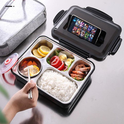 Khay cơm chia phần 5 ngăn INOX giữ nhiệt